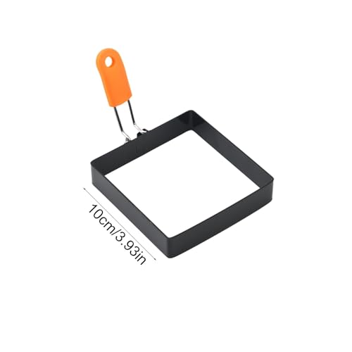 YNPQTDS Square Egg Mold, Egg Mould Mokas Square, 10x10cm Stainless Steel Fried Egg Ring, Black, Griddle Pancake Shapers With Silicone Handle, For Breakfast Omelette Sandwich - Image 3