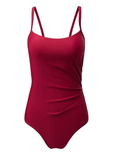 Aleumdr Women's One Piece Swimsuit Ruched Tummy Control Bathing Suit Square Neck Push Up Swimwear