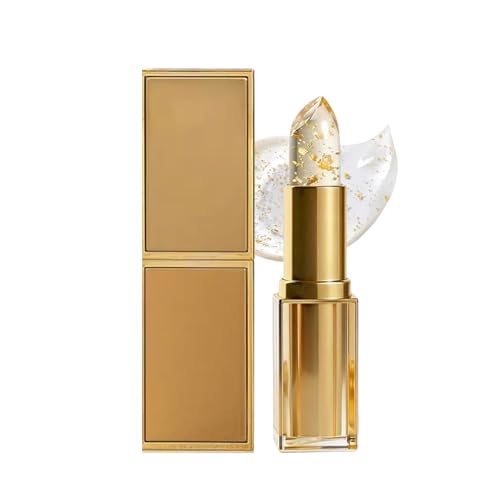 Image of PH Adjusting Lipstick - Colour Changing Lipstick with Gold Foil - Colour Changing Advanced PH Lipsticks - Glossy Shine Moisturizing Lip Balm Clear to Pink for Women
