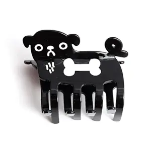 Black Dog Hair Clips,Small Dog Bone Hair Clips for Girls, Non-Slip Hair Catch Barrette Hair Accessory Acetate for Woman