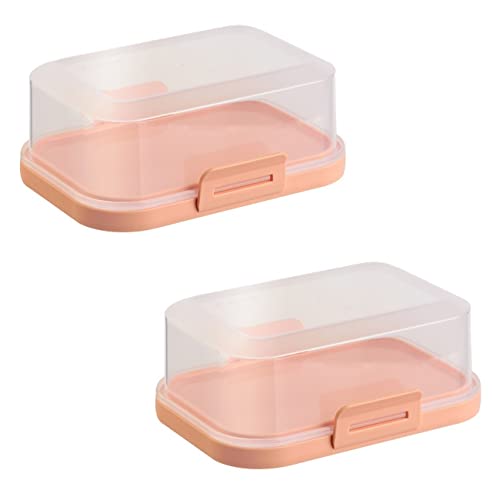 Gariella Lot de 2 beurres empilables de qualité supérieure avec fermeture, boîtes en plastique, rangement parfait dans le réfrigérateur, sans BPA, multi-usages, abricot Cover