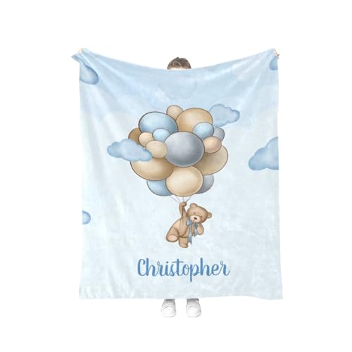 Image of Diyrap Personalized Baby Blanket for Boys - Custom Name Blanket for Birthday Gift