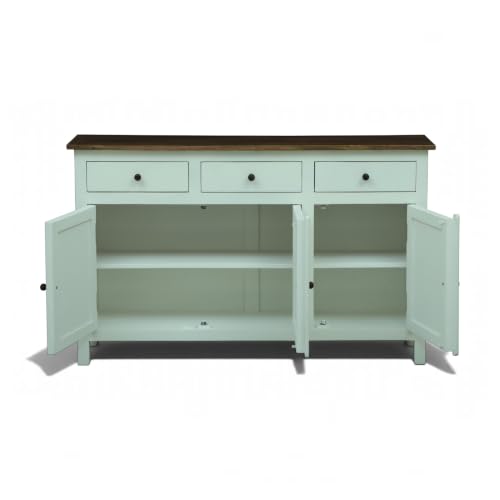 Image of Solid Wood Madrid Sideboard with 3 Drawers| Sideboard Cabinet (M) | Finish Premium Pearl White