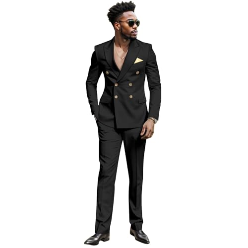 African Suits for Men Double Breasted Slim Fit Jackets and Trousers 2 Piece Set Slim Fit Business Suit