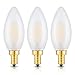 CRLight 6W Dimmable LED Candelabra Bulb 3200K Soft White, 60W Equivalent 600LM, E12 Base LED Chandelier Light Bulbs, B11 Frosted Glass Candle Torpedo Shape Bullet Top, Pack of 3