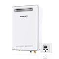 CAMPLUX Climatech 5 199,000 BTU Tankless Water Heater Gas Outdoor, 6.86 GPM Instant On Demand Gas Tankless Hot Water Heater Natural Gas, 3-6 Persons Whole House, Outdoor Installation, White, CSA