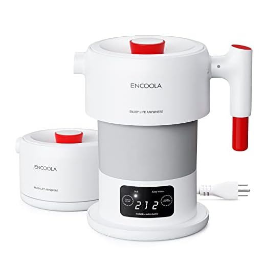 Encoola Travel Foldable Electric Kettle 110V-240V Portable Small Tea Kettle 850W Collapsible Hot Water Kettle 600ml Baby Bottle Heater Dual Voltage BPA Free