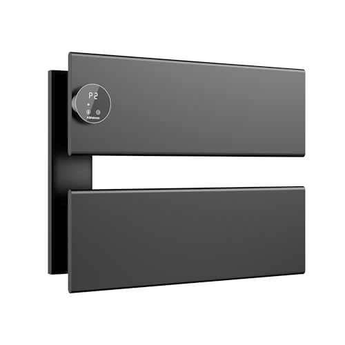 K&KALONZO Electric Towel Warmer, 18.35" W x 14.6" H Wall-Mounted Towel Heater with Built-in Timer, Waterproof Aluminum Towel Warmer for Bathroom, Support Plug-in and Hardwired, Black, K2-L-B