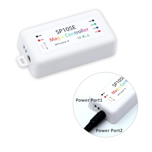 Image of 2-Pack SP105E LED Controller, Ws2812b Led Bluetooth Controller for Ws2811 SK6812 APA102 Smart IC Lights, DC5-24V Addressable LED Pixel Controller with 100+ Effects