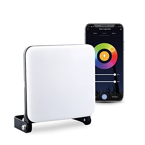 Garza Smart - Foco LED Inteligente de 24W para exterior, WiFi 2.4Ghz, Programable. Intensidad, temperatura CCT y color RGB regulables, Modo Música, IP65, Control por app y voz Alexa/Google, Blanco
