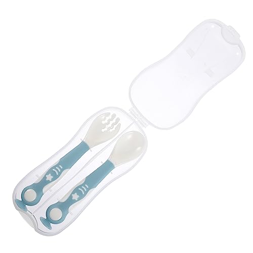 RORPOIR 1Set Household Spoon Flexional Fork Spoon for Safe Feeding Utensils Portable Design for Weaning Puree Feeding
