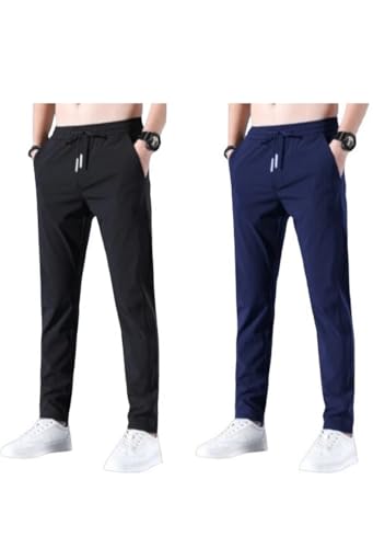 Image of Track Pants for Mens || Joggers for Mens || Men's Sports Regular Fit Polyester Track Pant with Two Side Zipper Pockets (4L20 Pack of 2)