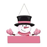 Boite Lettre Sur Pied Décoration de porte de Noël d'hiver Bonhomme de neige en bois Décoration de porte d'entrée Logo de porte de Noël Décoration suspendue Signalétique Toilettes (Pink, One Size)