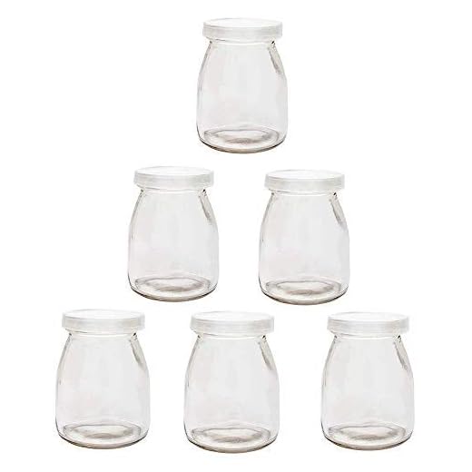 Yoghurtglas 6 glas med lock, glas för förrätter och efterrätter idealiska för att piffa upp och presentera mat, 150 ml