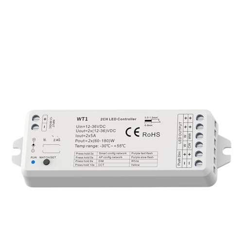 Variateur CCT lumière LED contrôleur 12V WT1 pour ruban 2 canaux - 2