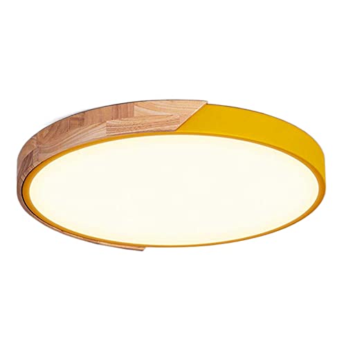 LQZCXMF Plafonnier en Bois De Macaron Lampe Plate À LED Très Mince Lumière Tricolore Installation Intégrée Éclairage Décoratif De Couloir Lampe De Chambre À Coucher Principale Lampe Ronde De Chambre Cover