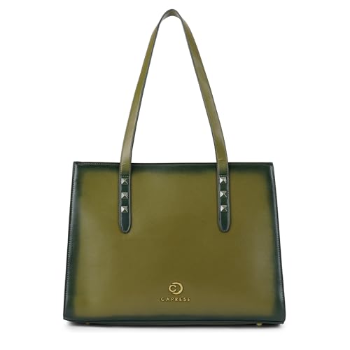 Image of Caprese Dee Large Laptop Compatible Tote Bag for Women with Multi Compartments | Stylish Shoulder Bag with Premium Metal Letter Logo | Perfect for Daily Use Work, Office & Professionals
