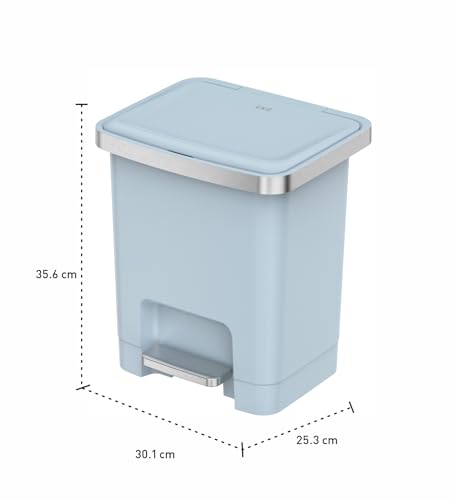 Image of Obsessions EKO 15L Plastic Step Bin with Pedal, Waste Storage Trash Can Ideal for Home, Kitchen and Office, Blue