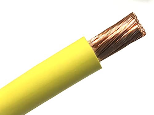 AC/DC Wire And Supply 1/0 AWG YELLOW Heavy Duty Extra Flexible Battery Welding Cable Lead Car Audio Solar 600 VOLT Made in the USA (40 FT)