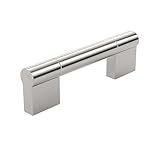 Richelieu BP52796195 Avellino Collection Brushed Nickel Cabinet Handle 3 3/4 inch (96 mm) Center to Center Cabinet Bar Pull, Modern Drawer Pull for Kitchen, Bathroom, and Dresser, 1 Pack