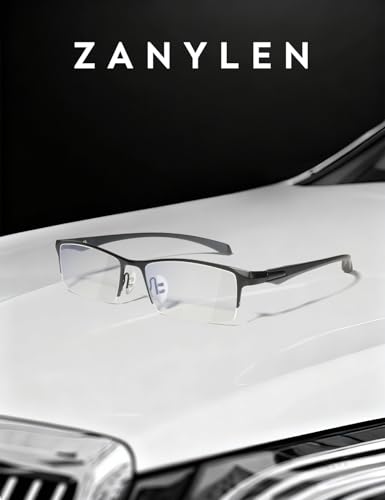 Image of ZanyLen Blue Light Glasses for Men Semi Rimless Rectangular Computer Glasses