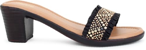 Image of Action Women's Knitted Mule Sandals| Block Heel 10cm| Peep-Toe Design Beige