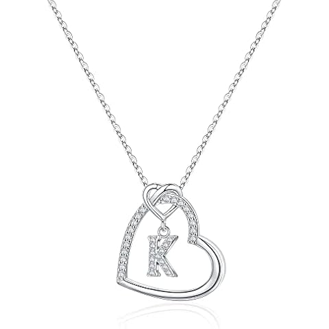 IEFRICH Heart Necklace for Women - Initial Necklaces for Women Girls Gifts for Her Sterling Silver Necklaces Heart Necklace Birthday Gifts for Her Gifts for Girlfriend Gifts for Wife Cover