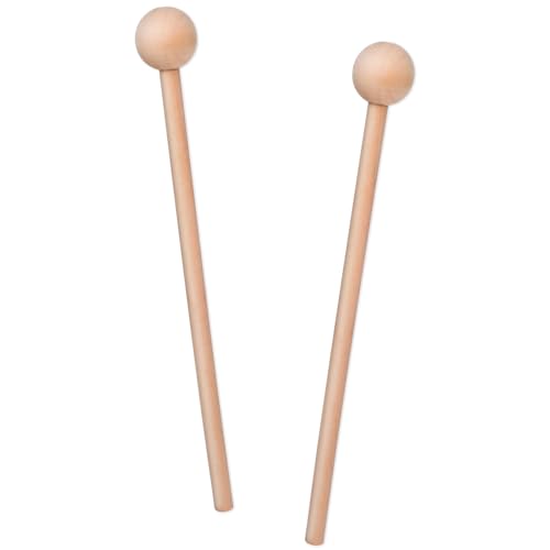 2 Stück Holzschlägel 20.5cm Xylophon Schlägel Holz Percussion Sticks, Glockenspielschlägel mit Holzgriff Rhythmus Sticks Trommelstöcke für Xylophon Glockenspiel Holzblock Glockenspiel