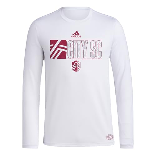 Adidas Men's St. Louis City Soccer Club MLS Long Sleeve T-Shirt, White/St. Louis City SC, XX-Large