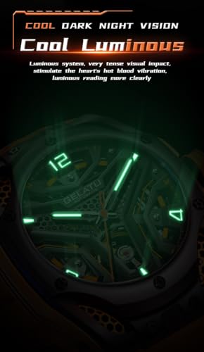 Image of OLEVS Mens Watches Skeleton Mechanical Black Watches for Men Wrist Watches Automatic Luxury Tungsten Steel Sapphire Crystal Waterproof Luminous Gold and Black