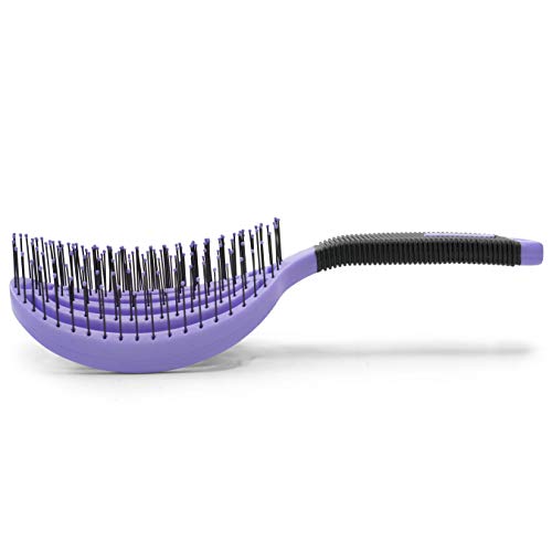 NuWay 4Hair Detangler Hair Brush for Men & Women - Purple | Hair Comb for Scalp Care | Hair Type for Curly, Thick & Ethnic | Formulated Bristles | DoubleC® Detangling Hair Brush