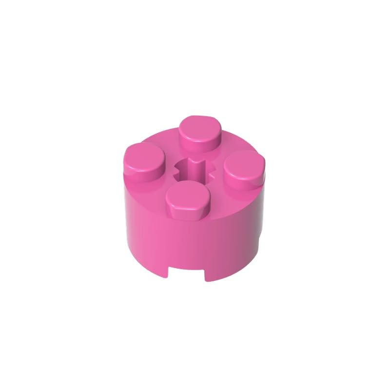 Gobricks 6143 Round Brick Brick Round 2x2 with Axle Hole 50 Pieces GDS-607 Compatible with Lego Building Blocks Color:Dark Pink — image 1