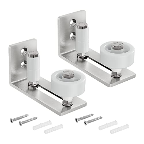 Image of SMARTSTANDARD Sliding Barn Door Floor Guide for Bottom Adjustable Roller - 8 Setup Options for DIYers - Flush Design Bottom Flat Barn Door Floor Guide Stay Roller (Brushed Nickel) 2PCS