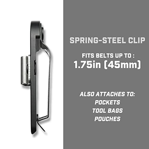 Tapemaster Pro | Clip-On Tape Measure Holder - Low-Profile Measuring Tape Holster For Your Belt, Tool Bags, Pockets, Or Pants, All Metal #TOP2