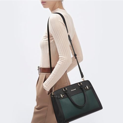 Image of LOVEVOOK Purses and Handbags for Women, Tote Shoulder Bag Satchel Black Purse and PU Leather Top Handle for ladies