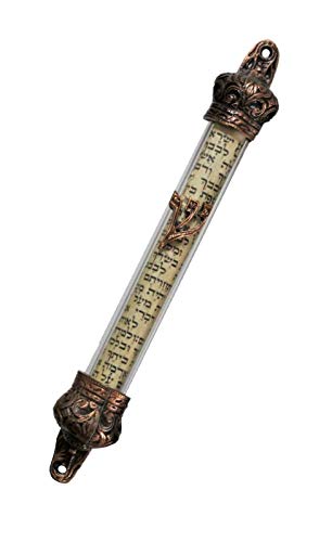 Body-soul-n-spirit Estuche de cristal de bronce sagrado Mezuzah Mezuza (SOLAMENTE) 7cm Judaica Judaica en Israel Cover