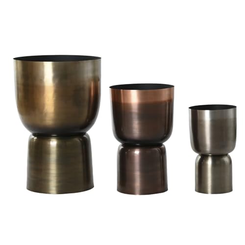 Macetero Set 3 Metal 40 x 40 x 62 cm Patinado Dorado