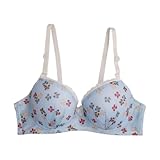 YUYUTulips Soutien-Gorge à Armature en V Profond avec Dentelle Push Up pour Femmes Lift Up Add One Cup Soutien-Gorge Confort de Tous Les Jours (Grand,Bleu)