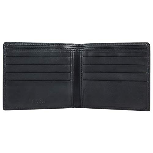 Image of KARA Black Men's Nappa Leather Bifold Wallet | Slim Genuine Leather Wallet with 8 Card Holder Slots | Compact Everyday Wallet for Office, Travel, Gifting and Daily Use | A Great Gift for Him