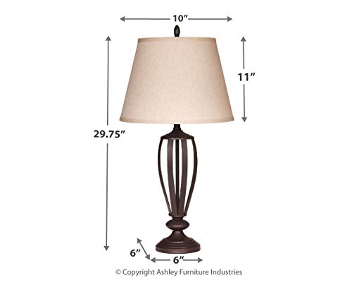 Signature Design By Ashley Mildred Modern Bronze Metal Table Lamp, 2 Count, 29.75", Almost Black #TOP5