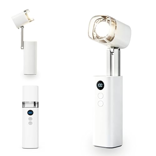 EVOCHOICE Portable Handheld Fan, 1-100 Stepless Speed Control, 3000mAh Rechargeable, 3-Mode Flashlight & SOS,Mini Pocket Design, 170° Foldable for Travel Camping Concert Makeup - Gifts White