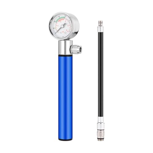 Zxpjkyu Small Bicycle Pump with Indicator American French Valve Smart Valve Bicycle Tire Pump Inflator for, Blue