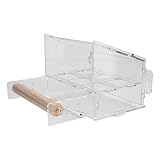 Alimentadores automáticos para pájaros con forma de jaula de loro, caja de alimentación de semillas de acrílico para pájaros, sin alimentador de semillas dividido, para loros, estación de
