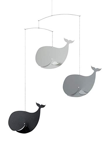 Happy Whales Black/Grey Mobile By Flensted - 22-Inches - High Quality Plastic - Handmade In Denmark #TOP16