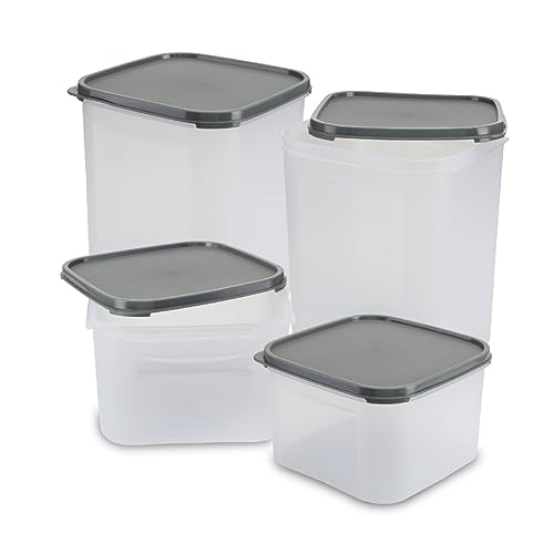 Image of KOLORR Modular Plastic Containers Set for Kitchen Storage Combo, Set of 6 (2700ml x 4 / 5500ml x 2) | Dry Food Organizer | Air Tight Grocery Jar /Container | 100% BPA Free| Food Grade | Transparent