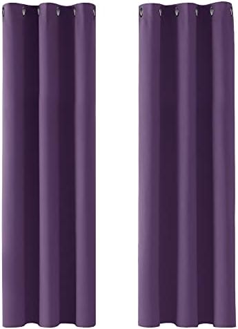 Deconovo Door Curtains 52x84 Inch Eyelet Thermal Insulated Blackout Curtains Material for Living Room 52"x 84" Light Grey 1 PAIR