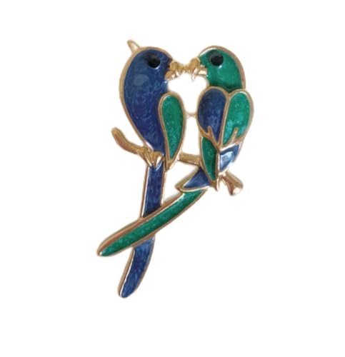 2羽の鳥のブローチ 青と緑の鳥達 北欧雑貨 北欧 プレゼント つがいのサムネイル