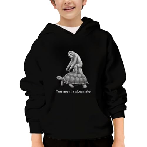 Cute Turtle Funny Sloth You Are My Slowmate Hoodies for Teen Girls Boys Lightweight Kangaroo Pocket Sweatshirt
