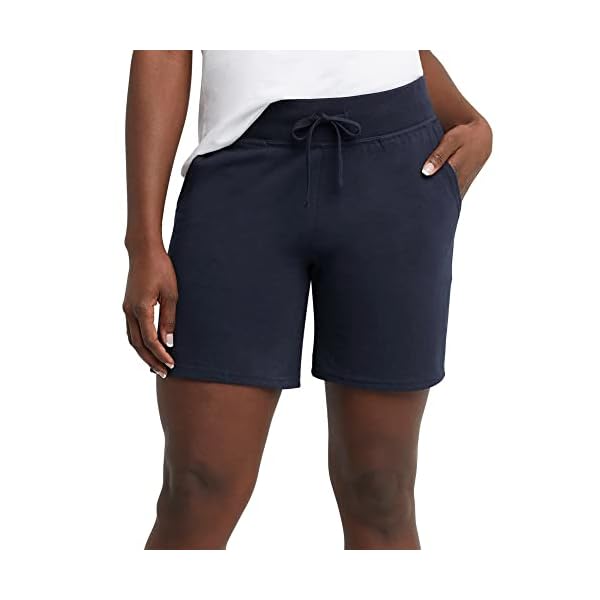 Hanes-Womens-Jersey-Pocket-Shorts-Drawstring-Cotton-Jersey-Shorts-7-Inseam
