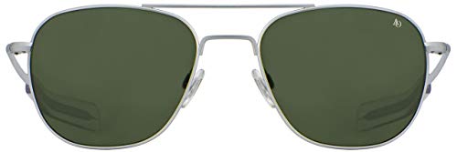 AO Original Pilot Sunglasses - Matte Silver - Calobar Green